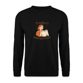 Erstes Strickstück fertig: Geschenk für Anfänger - Unisex Pullover - Schwarz - Vorne - Alina (178cm) & Michal (187cm)