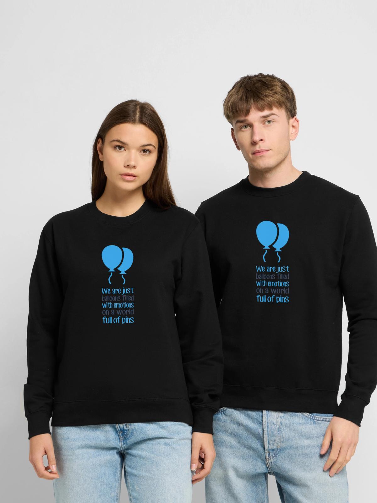 Wir sind nur Luftballons - Unisex Pullover - Schwarz - Vorne - Alina (178cm) & Michal (187cm)