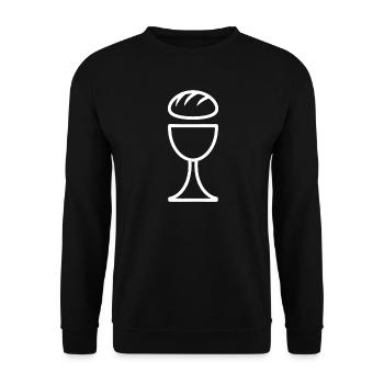 Handwerkliches Brot im Becher - Unisex Pullover - Schwarz - Vorne - Alina (178cm) & Michal (187cm)