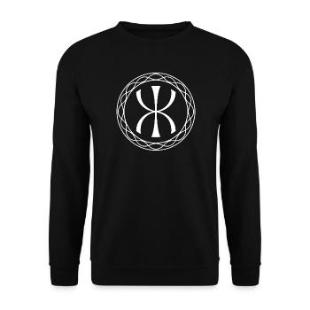 Verflochtenes Wappen der Unendlichkeit - Unisex Pullover - Schwarz - Vorne - Alina (178cm) & Michal (187cm)