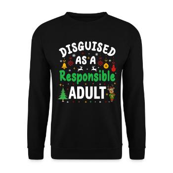 Weihnachten als verantwortungsbewusster Erwachsener verkleidet - Unisex Pullover - Schwarz - Vorne - Alina (178cm) & Michal (187cm)