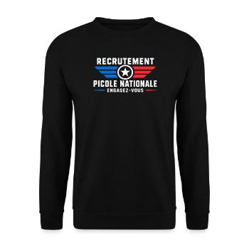 Fettgedrucktes nationales Rekrutierungsplakat - Unisex Pullover - Schwarz - Vorne - Alina (178cm) & Michal (187cm)