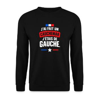 Albtraumlinks-Französischer Slogan - Unisex Pullover - Schwarz - Vorne - Alina (178cm) & Michal (187cm)