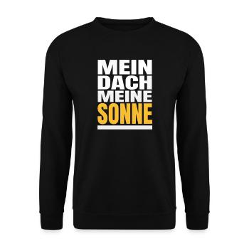 Solarstrom Statement Mein Dach meine Sonne - Unisex Pullover - Schwarz - Vorne - Alina (178cm) & Michal (187cm)