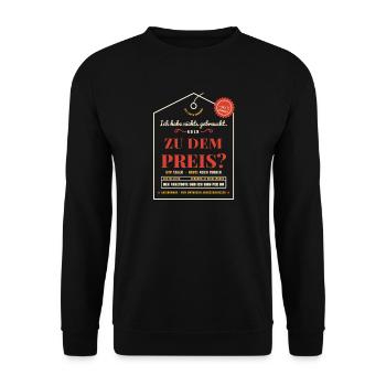 Black Week Shopping – Schnäppchen Geschenk lustig - Unisex Pullover - Schwarz - Vorne - Alina (178cm) & Michal (187cm)