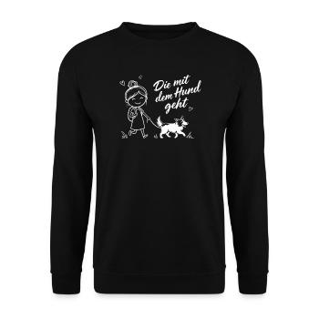 Die mit dem Hund geht Border Collie - Unisex Pullover - Schwarz - Vorne - Alina (178cm) & Michal (187cm)