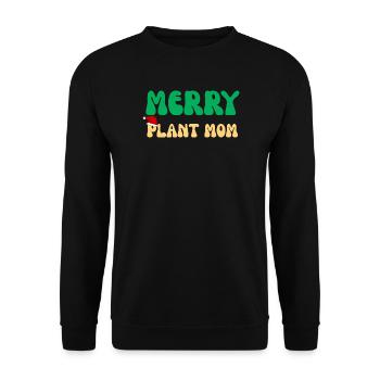 Fröhliche Pflanzenmama Weihnachtsgeschenk Pflanzenliebhaber Feiertag - Unisex Pullover - Schwarz - Vorne - Alina (178cm) & Michal (187cm)