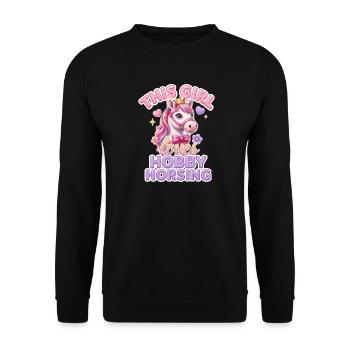 This Girl Loves Hobby Horsing Steckenpferd - Unisex Pullover - Schwarz - Vorne - Alina (178cm) & Michal (187cm)