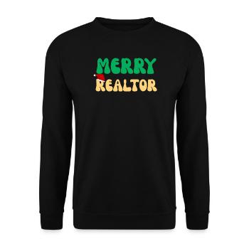 Weihnachtsimmobilienmakler festliches Weihnachtsgeschenk - Unisex Pullover - Schwarz - Vorne - Alina (178cm) & Michal (187cm)
