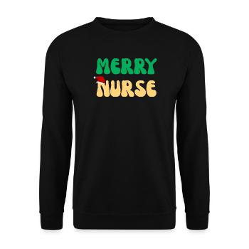 Frohe Nurse Weihnachtspullover Retro Nurse Geschenk - Unisex Pullover - Schwarz - Vorne - Alina (178cm) & Michal (187cm)