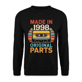 1998 Geburtstag Original 90er 80er Retro-Kassette - Unisex Pullover - Schwarz - Vorne - Alina (178cm) & Michal (187cm)