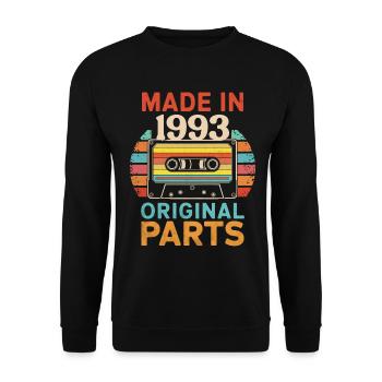 1993 Geburtstag Original 90er 80er Retro-Kassette - Unisex Pullover - Schwarz - Vorne - Alina (178cm) & Michal (187cm)