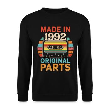 1992 Geburtstag Original 90er 80er Kassettenband Retro - Unisex Pullover - Schwarz - Vorne - Alina (178cm) & Michal (187cm)