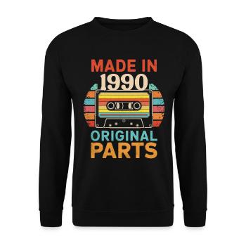 1990 Geburtstag Original 90er 80er Kassettenband Retro - Unisex Pullover - Schwarz - Vorne - Alina (178cm) & Michal (187cm)
