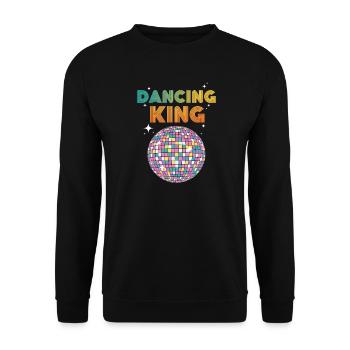 Dancing King Discokugel Vintage Geburtstag Party - Unisex Pullover - Schwarz - Vorne - Alina (178cm) & Michal (187cm)