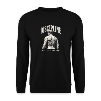 Disziplin Baut Freiheit - Unisex Pullover - Schwarz - Vorne - Alina (178cm) & Michal (187cm)