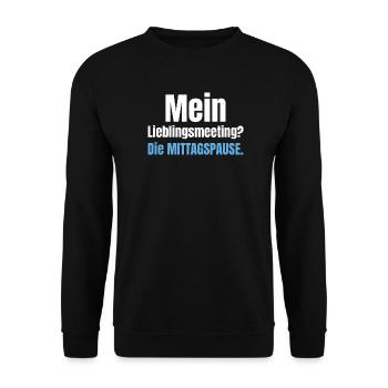 Mein Lieblingsmeeting? Die Mittagspause. - Unisex Pullover - Schwarz - Vorne - Alina (178cm) & Michal (187cm)