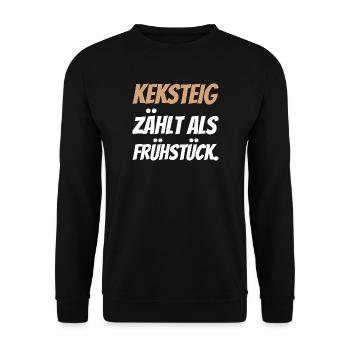 Keksteig zählt als Frühstück. - Unisex Pullover - Schwarz - Vorne - Alina (178cm) & Michal (187cm)