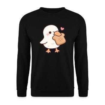 Süße Ente liebt Brot-Toast - Unisex Pullover - Schwarz - Vorne - Alina (178cm) & Michal (187cm)