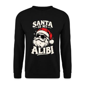 Santa is my alibi lustiger Weihnachtsmann Humor - Unisex Pullover - Schwarz - Vorne - Alina (178cm) & Michal (187cm)