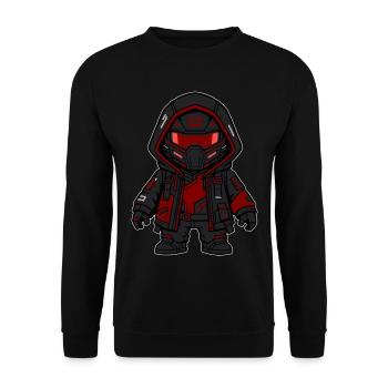 Cyberpunk Ninja – Zukünftiges Shinobi-Kunstspielzeug - Unisex Pullover - Schwarz - Vorne - Alina (178cm) & Michal (187cm)