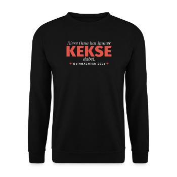 Oma mit Keksen Weihnachts 2026 - Unisex Pullover - Schwarz - Vorne - Alina (178cm) & Michal (187cm)