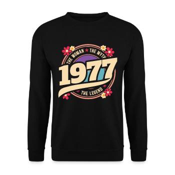 1977 50 Jahre Jubiläum Vintage Woman - Unisex Pullover - Schwarz - Vorne - Alina (178cm) & Michal (187cm)