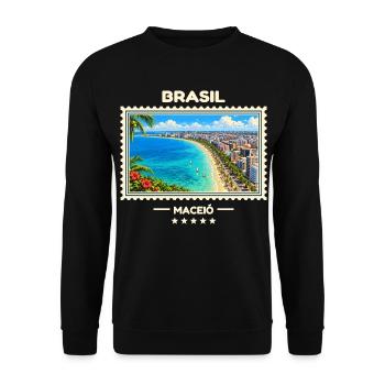 Brasilien Maceió Vintage Reisemarke - Unisex Pullover - Schwarz - Vorne - Alina (178cm) & Michal (187cm)