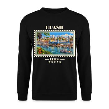 Brasilien Belém Vintage Reisemarke - Unisex Pullover - Schwarz - Vorne - Alina (178cm) & Michal (187cm)