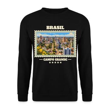 Brasilien Campo Grande Vintage Reisemarke - Unisex Pullover - Schwarz - Vorne - Alina (178cm) & Michal (187cm)