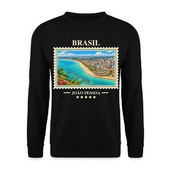 Brasilien João Pessoa Vintage Reisemarke - Unisex Pullover - Schwarz - Vorne - Alina (178cm) & Michal (187cm)