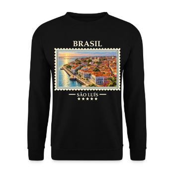 Brasilien São Luís Vintage Reisemarke - Unisex Pullover - Schwarz - Vorne - Alina (178cm) & Michal (187cm)