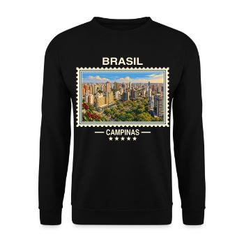 Brasilien Campinas Vintage Reisemarke - Unisex Pullover - Schwarz - Vorne - Alina (178cm) & Michal (187cm)