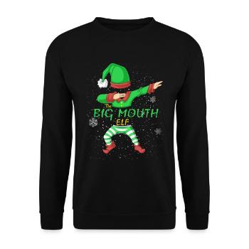 Big Mouth Elf Family passendes Weihnachtsshirt - Unisex Pullover - Schwarz - Vorne - Alina (178cm) & Michal (187cm)