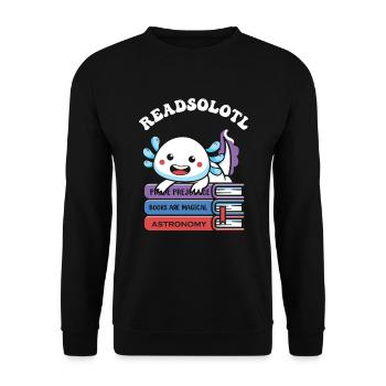 Entdecken Sie Die Bezaubernde Welt Der Axolotl - Unisex Pullover - Schwarz - Vorne - Alina (178cm) & Michal (187cm)