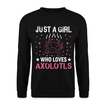 Just A Girl Who Loves Axolotls Pink Stars - Unisex Pullover - Schwarz - Vorne - Alina (178cm) & Michal (187cm)