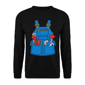 Klempner Werkzeugschürze - Unisex Pullover - Schwarz - Vorne - Alina (178cm) & Michal (187cm)