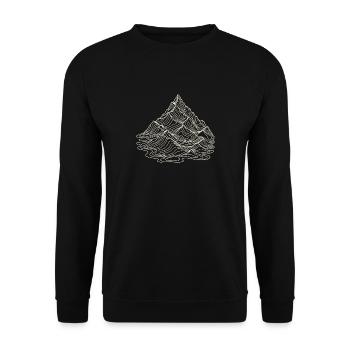Alpengipfel – Topografische Linienkunst - Unisex Pullover - Schwarz - Vorne - Alina (178cm) & Michal (187cm)