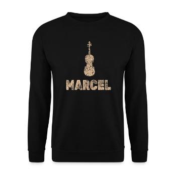 Marcel als Geige - Unisex Pullover - Schwarz - Vorne - Alina (178cm) & Michal (187cm)
