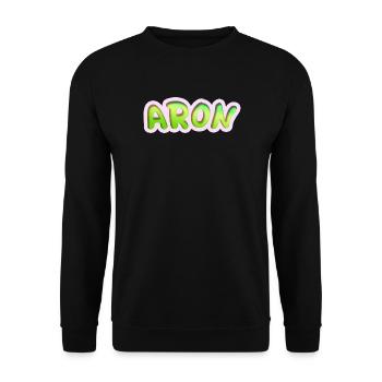 Geschenk für Aron - Unisex Pullover - Schwarz - Vorne - Alina (178cm) & Michal (187cm)