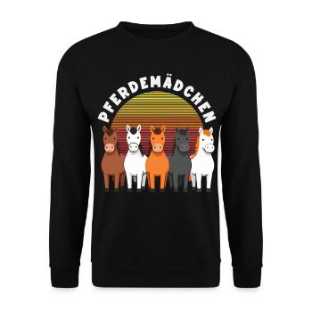 Lustiges Pferdemädchen & Reiter Spruch Geschenke - Unisex Pullover - Schwarz - Vorne - Alina (178cm) & Michal (187cm)