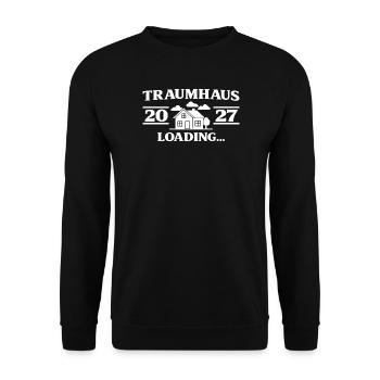 Traumhaus 2027 loading Hausbau Geschenkidee - Unisex Pullover - Schwarz - Vorne - Alina (178cm) & Michal (187cm)