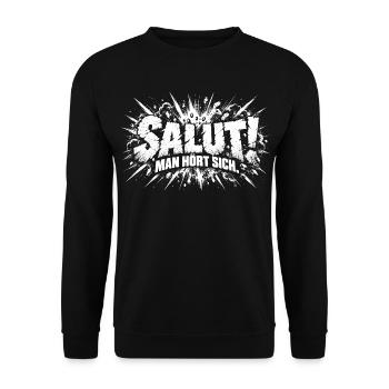 Salut – Man hört sich - Unisex Pullover - Schwarz - Vorne - Alina (178cm) & Michal (187cm)