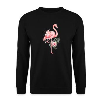 Niedlicher Flamingo Süße Flamingos - Unisex Pullover - Schwarz - Vorne - Alina (178cm) & Michal (187cm)