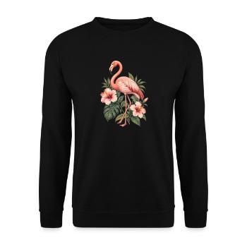 Niedlicher Flamingo Süße Flamingos - Unisex Pullover - Schwarz - Vorne - Alina (178cm) & Michal (187cm)