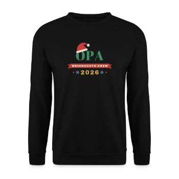 Opa – Weihnachts-Crew 2026 Partnerlook - Unisex Pullover - Schwarz - Vorne - Alina (178cm) & Michal (187cm)
