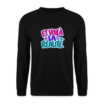 Et voilà – Französischer Spruch - Unisex Pullover - Schwarz - Vorne - Alina (178cm) & Michal (187cm)