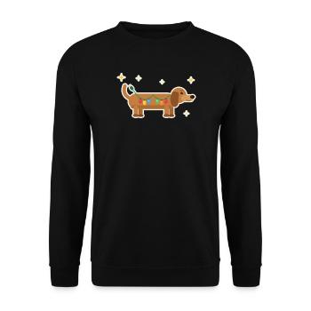 Dackel mit Lichterkette Weihnachten - Unisex Pullover - Schwarz - Vorne - Alina (178cm) & Michal (187cm)