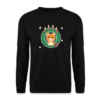 Katze im Adventskranz - Unisex Pullover - Schwarz - Vorne - Alina (178cm) & Michal (187cm)