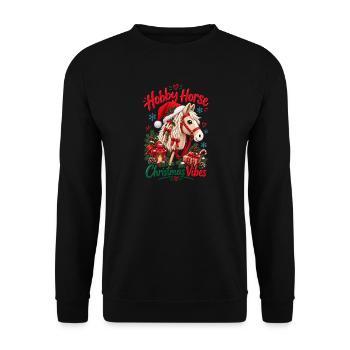 Niedliches Hobbypferd-Weihnachtsdesign - Unisex Pullover - Schwarz - Vorne - Alina (178cm) & Michal (187cm)